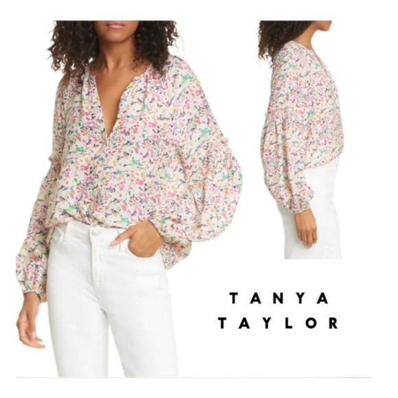 Tanya Taylor Balloon Sleeve IIIa Floral Blouse size 10 - Picture 1 of 8